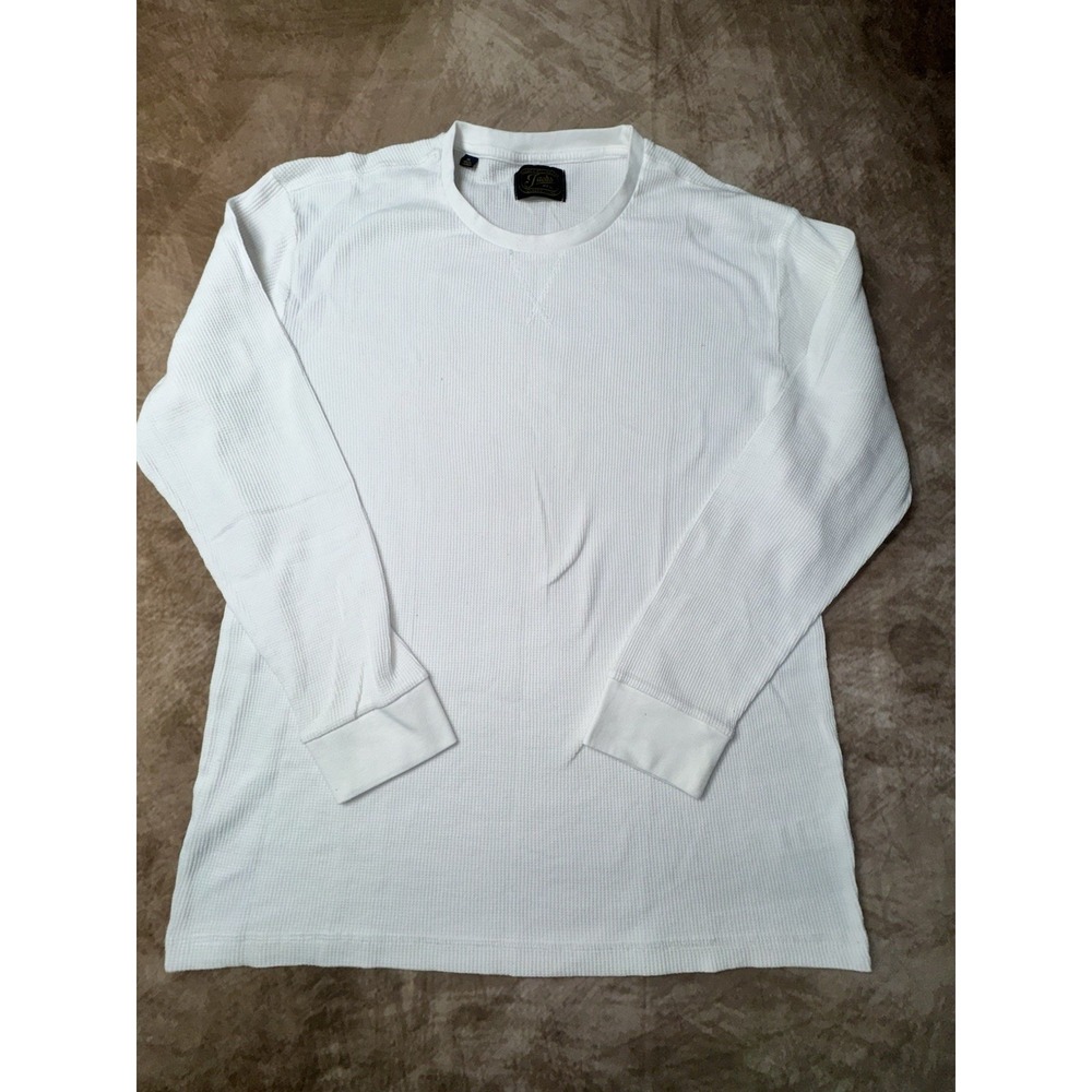 JACHS White Waffle Knit Thermal Long Sleeve Shirt Crewneck Pullover Mens XL